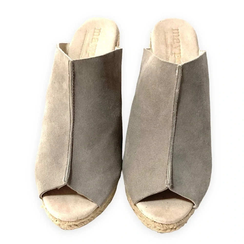 Anthropologie Maypol Suede Wedge Espadrille Slides 8.5 Heels